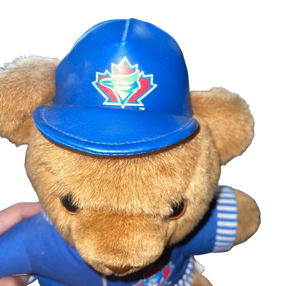 Vintage MLB Toronto Blue Jays 1999 13" Teddy Bear w/ Leather Cap RARE HTF. - Picture 2 of 10